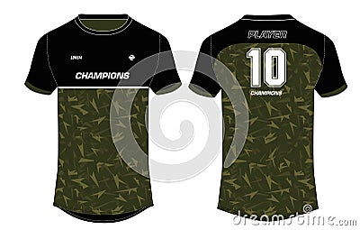 Camouflage Sports t-shirt jersey design concept vector template, sports jersey concept with front and back view for Soccer, Vector Illustration
