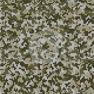 Camouflage Style Knitted Pattern in Light Green Colors Vector Illustration