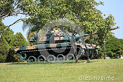 Camouflage tank Stock Photo