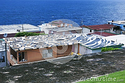 Camouflage type painting on the roof of houses in San Juan, Puerto Rico Editorial Stock Photo