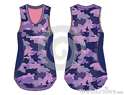 Camouflage Women Sleeveless Tank top Sports t-shirt Jersey design concept Vector suitable for girls and Ladies for volleyball Vector Illustration