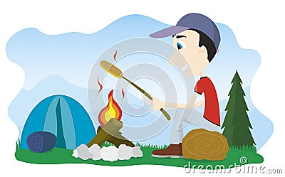 Camp Fire Vector Illustration