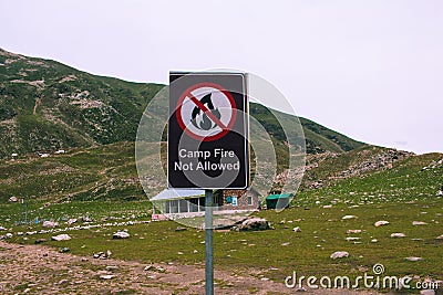 Camp Fire Not Allowed Sign Editorial Stock Photo
