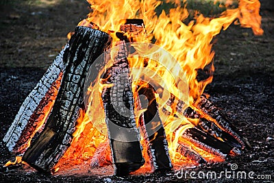 Camp fire picnic Stock Photo