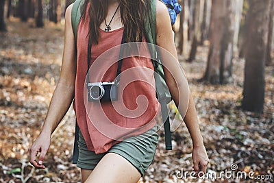 Camp Forest Adventure Travel Remote Relax Concept Stock Photo