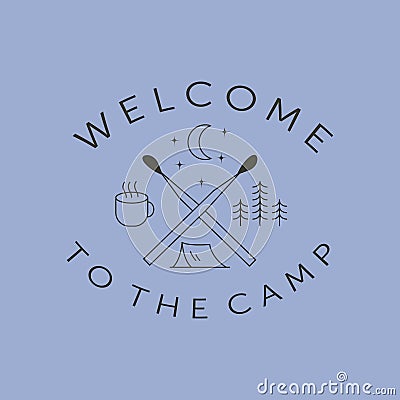 camp forest set icon line art logo vector symbol illustration design Vector Illustration