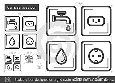 Camp services line icon. Vector Illustration