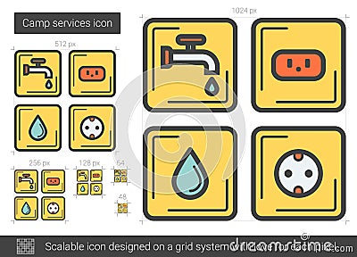 Camp services line icon. Vector Illustration