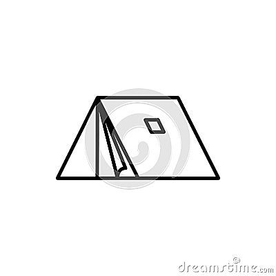 Camp Side Tent Adventure Thin Line Icon Design Vector Illustration