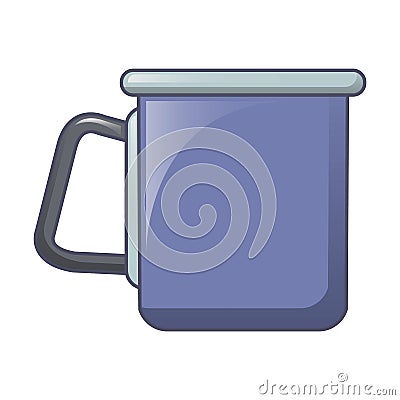 Camp steel cup icon, cartoon style Vector Illustration