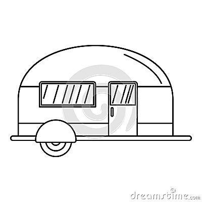 Camp trailer icon, outline style Stock Photo