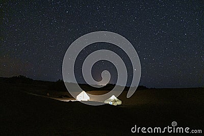 Camp under stars Stock Photo
