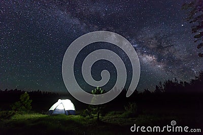 Camp Under the Stars Stock Photo