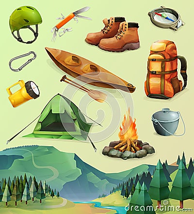 Camp vector icons Vector Illustration