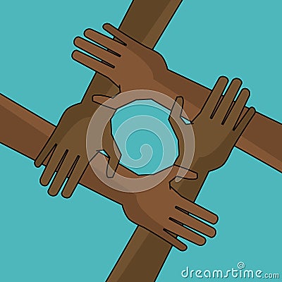 Campaign freedom hand together anti racist Vector Illustration