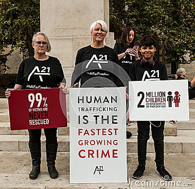 The A21 movement, campaign against human trafficking and slavery. Editorial Stock Photo