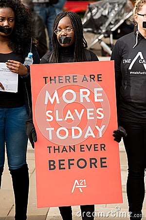 The A21 movement, campaign against human trafficking and slavery. Editorial Stock Photo