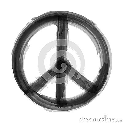 The Campaign for Nuclear Disarmament CND Symbol . Realistic watercolor painting design . Black color grunge style . Vector Vector Illustration