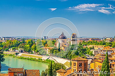 Campanile di San Giorgio in Braida aerial view in Verona historical city centre, Adige river Stock Photo