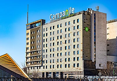 Campanile Hotel of Louvre Hotels Group at Towarowa street in Wola business district of Warsaw city center in Poland Editorial Stock Photo