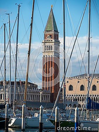 Campanile tower seen from San Giorgio Maggiore island, Venice, Italy Editorial Stock Photo