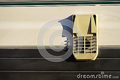 Camper detail. Chimney ventilation plate Stock Photo