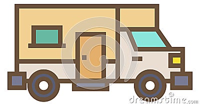 Camper icon. Travel transport. Color trailer vehicle Vector Illustration