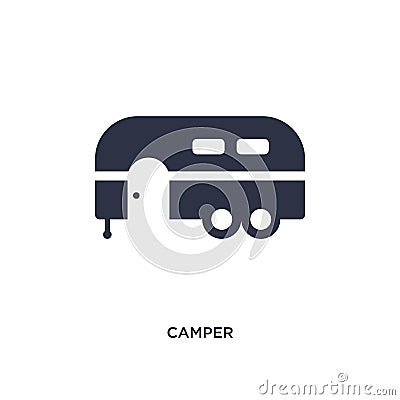 camper icon on white background. Simple element illustration from camping concept Vector Illustration