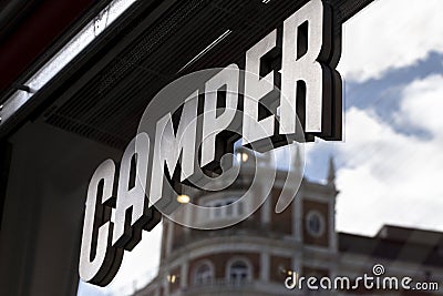 Camper logo on Camper store Editorial Stock Photo