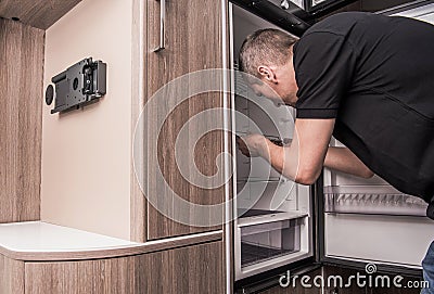 Camper Refrigerator Issue Stock Photo