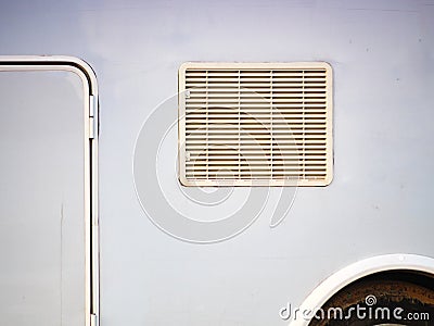 Camper rv detail. Grid, ventilation plate Stock Photo