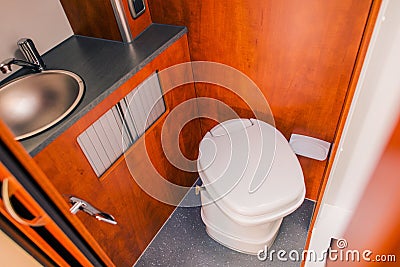 Camper RV Toilet Bathroom Stock Photo