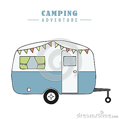Camper summer holiday on a road trip Vector Illustration