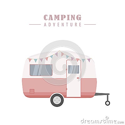 camper summer holiday on a road trip Vector Illustration