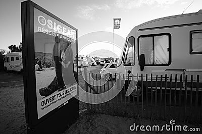 a camper van at the beach, life on the road Editorial Stock Photo
