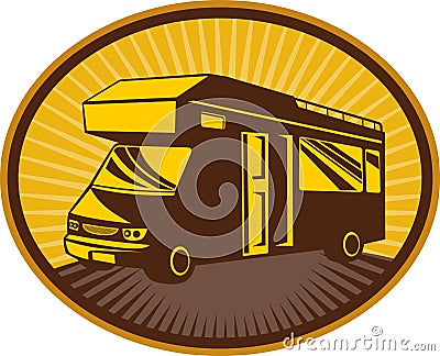 Camper van caravan mobile home Cartoon Illustration