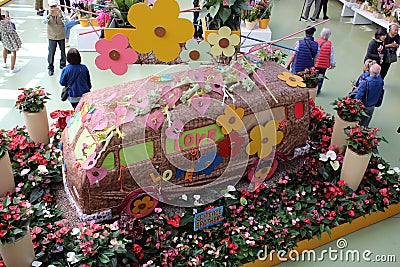 Camper van display Beatrix Pavilion Keukenhof Editorial Stock Photo