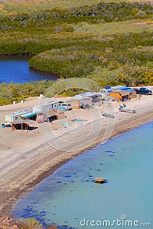 Campers on beach in Loreto bays in baja california sur XXXI Editorial Stock Photo