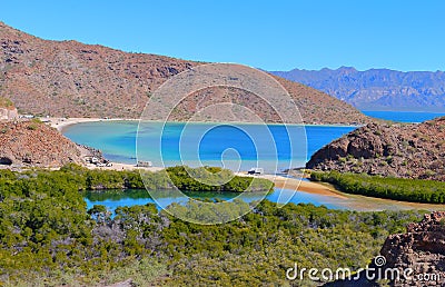 Campers on beach in Loreto bays in baja california sur XXII Stock Photo