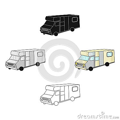 Campervan icon in cartoon style isolated on white background. Family holiday symbol stock vector illustration. Vector Illustration