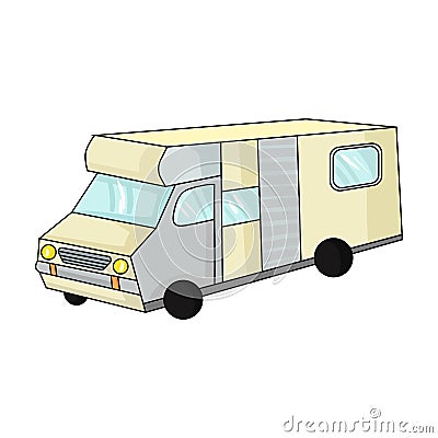 Campervan icon in cartoon style isolated on white background. Vector Illustration