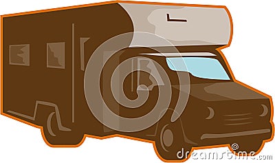 Campervan Motorhome Retro Vector Illustration