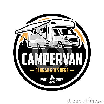 Campervan Motorhome RV Caravan Logo Vector Art Vector Illustration