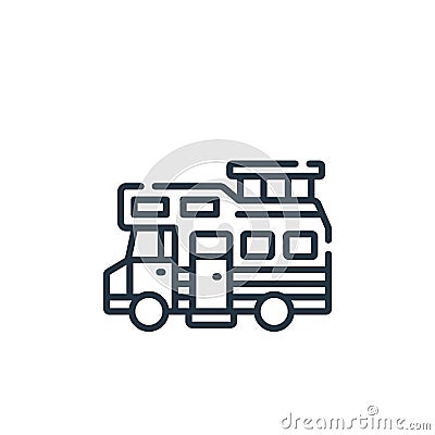 campervan vector icon. campervan editable stroke. campervan linear symbol for use on web and mobile apps, logo, print media. Thin Vector Illustration