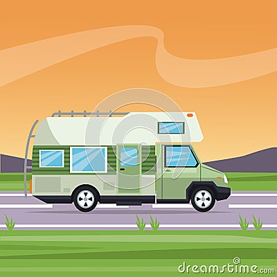 Campervan vehicle and transportation design Vector Illustration