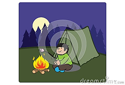 Campfire Cartoon Illustration