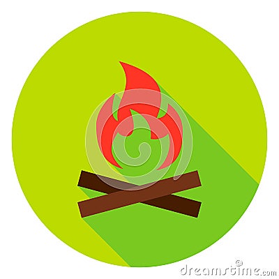 Campfire Circle Icon Vector Illustration