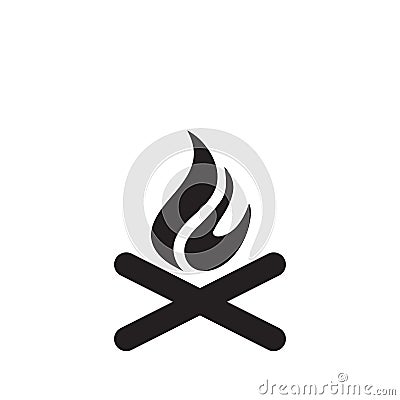 Campfire with firewood icon isolated on white background Vector Illustration
