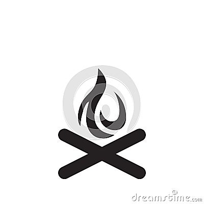 Campfire with firewood icon isolated on white background Vector Illustration