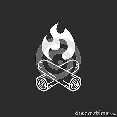 Campfire graphic symbol on black background Cartoon Illustration